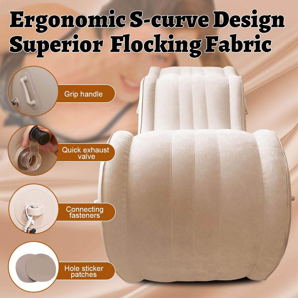 Sexe Canapé Meubles pour Couples Gonflable Sexe Bondage Canapé Chaise avec Pompe à air intégrée G Spot Position BDSM Coussin-lit pour Adultes Femmes Sexuelles Vergnügen Khaki