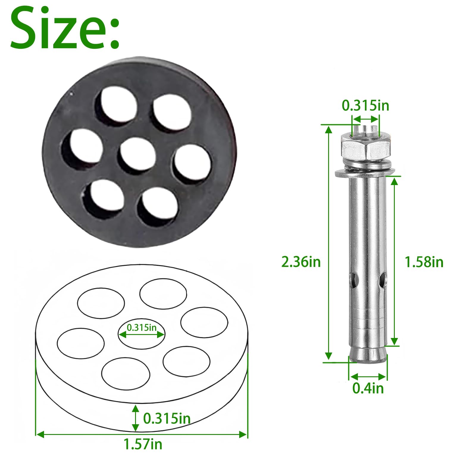 [4 Pack] Heavy-Duty Anti-Vibration Pads Rubber Isolator Mounting Brackets Kit with 8 Expansion Screws + 4 Shock Absorbing Pads – Designed for Mini Split AC/Central Air Conditioner/Air Compressor Feet — Amazon image 3