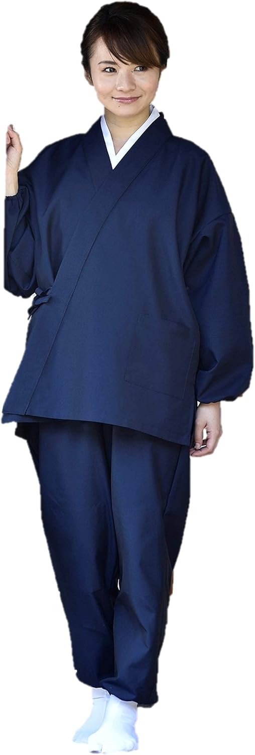 五彩堂] 作務衣 レディース ポリエステル 日本製 寺院作務衣 [ 丈夫な女性
