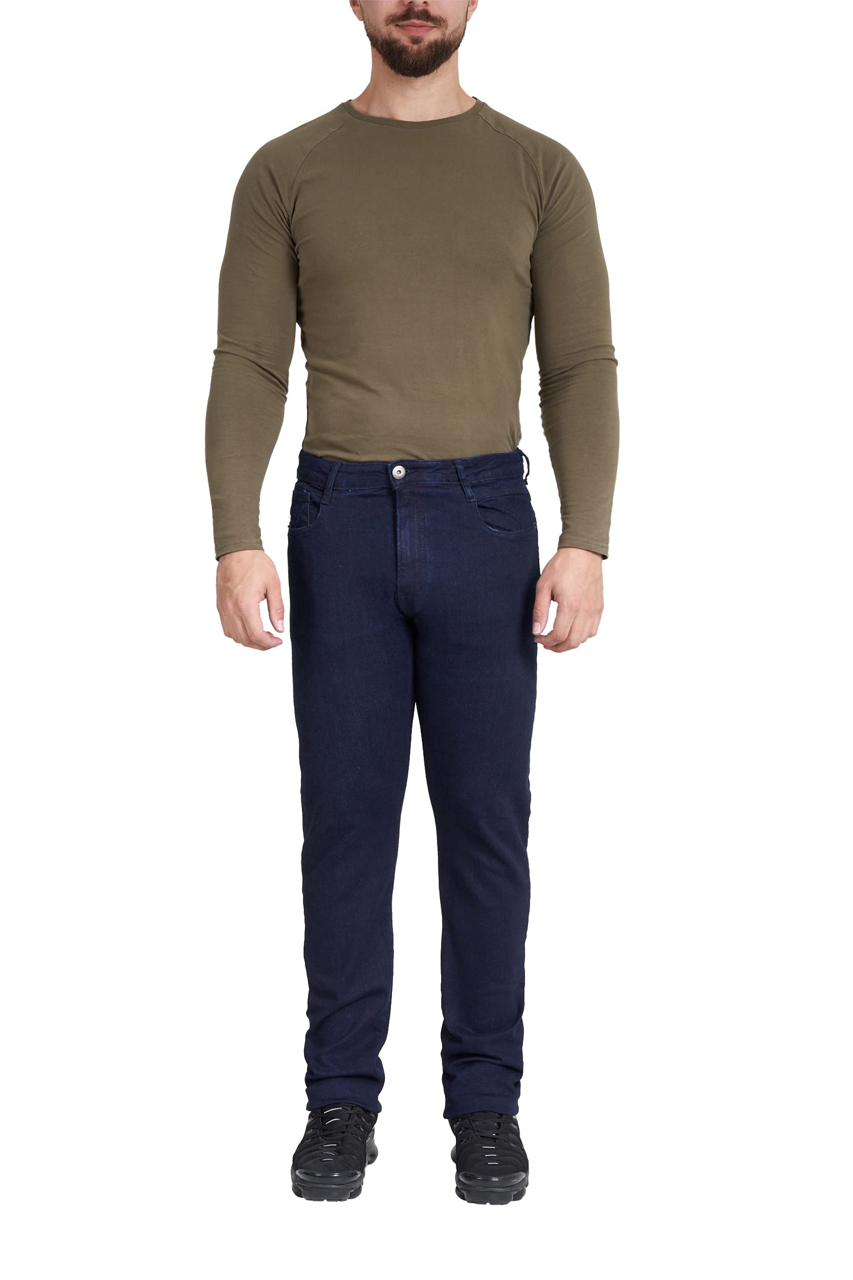 M17Mens Slim Fit Denim Jeans Casual Classic Plain Boys Trousers Pants Cotton Zip Fly