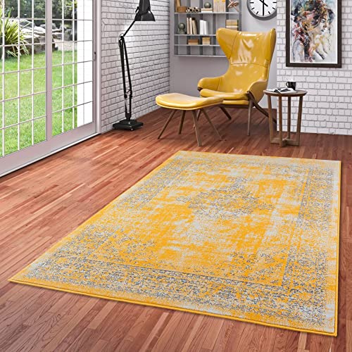 Pergamon Designer Teppich Passion Vintage Bordüre Safran Gelb in 5 Größen