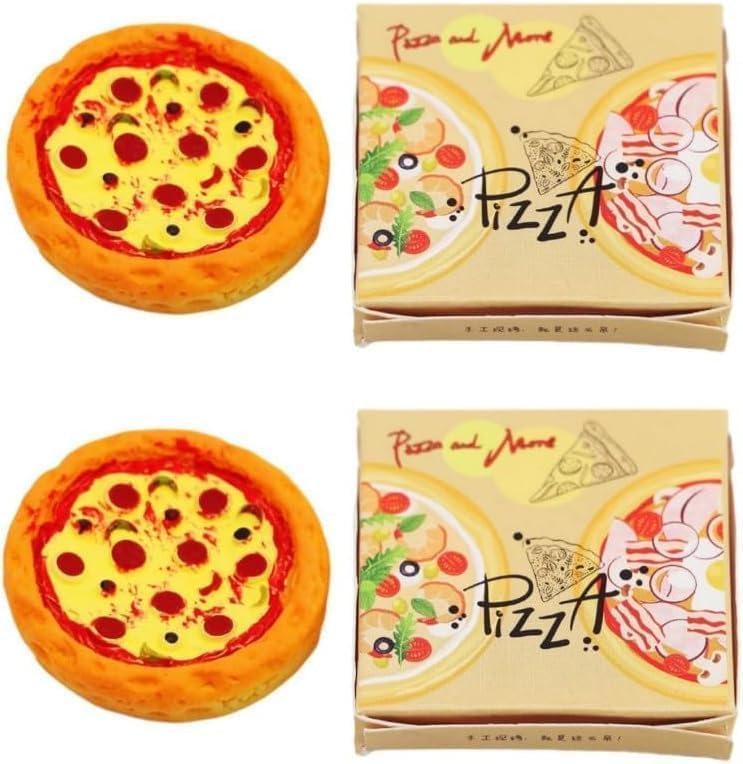 2-Piece 1/12 Miniature Pizza Set, Miniature Pizza Dollhouse Decoration Accessories Resin Mix Pizza Mini House Food Decoration Accessories Dollhouse Decor