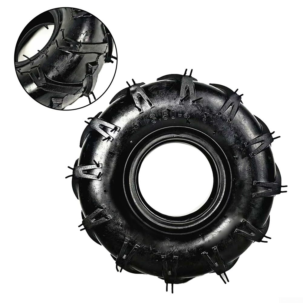 Pneu en caoutchouc robuste 4.10/3.50-4 pour chariots de golf, chariots et brouettes — Diamètre extérieur de 25,4 cm, convient aux moyeux de 10,2 cm
