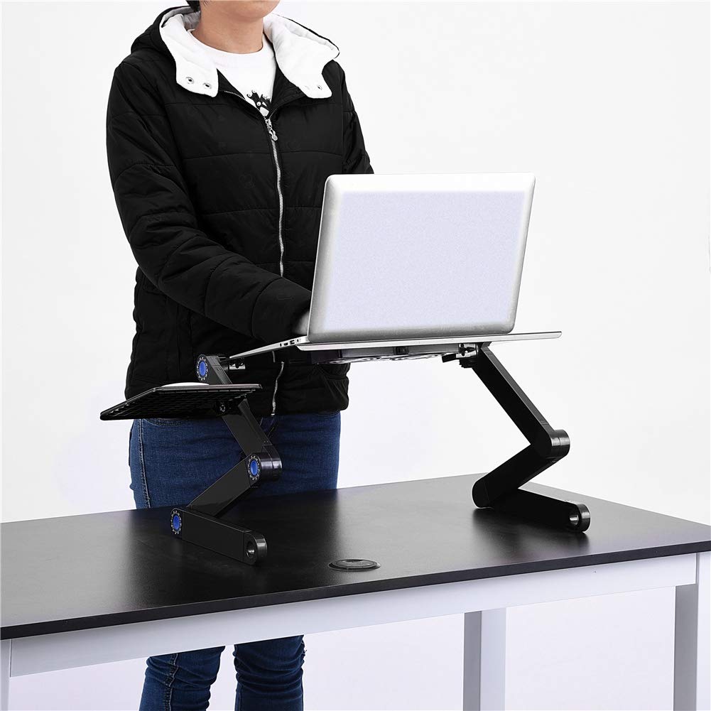 Ausla Supporto per Laptop da Tavolo con Ventola di Raffreddamento, Angolo Regolabile 360 Gradi, Piattaforma Mouse per PC 17", Nero