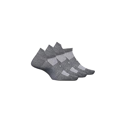 Feetures High Performance Ultra Light No Show Tab 3 Pair Pack No Show Socks Shoes Heather Gray
