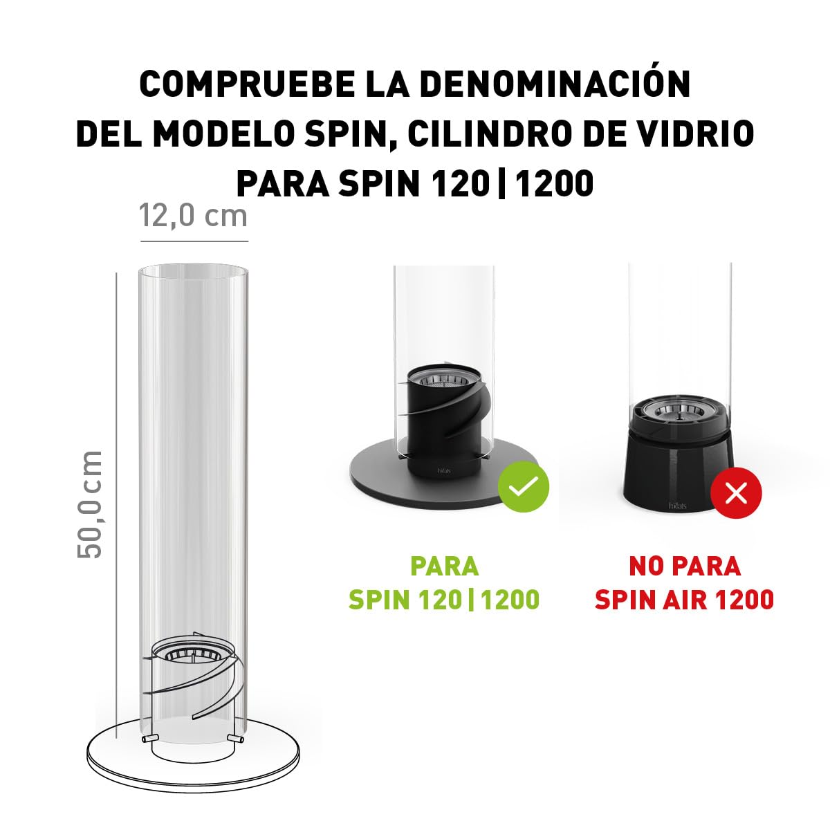 höfats - Cristal de repuesto Spin 120 - Pieza de repuesto para lámpara de mesa Spin 120, antorcha y hoguera - Cilindro de vidrio de borosilicato resistente al calor