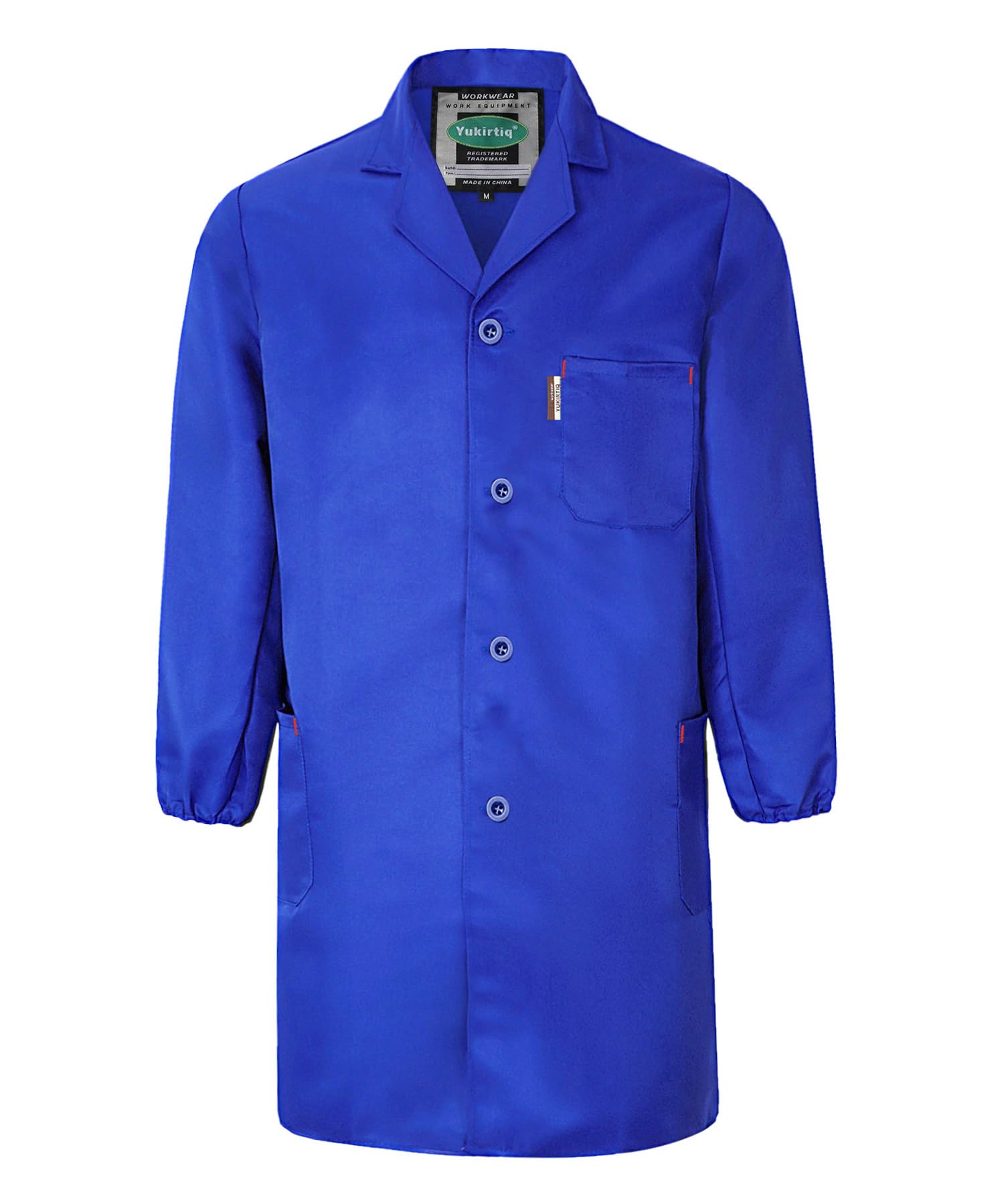 Homme Blouse de Travail Manches Longues Veste de Travail Bleu de Travail Industrie à Boutons Blouse d'Atelier Blouse de Laboratoire