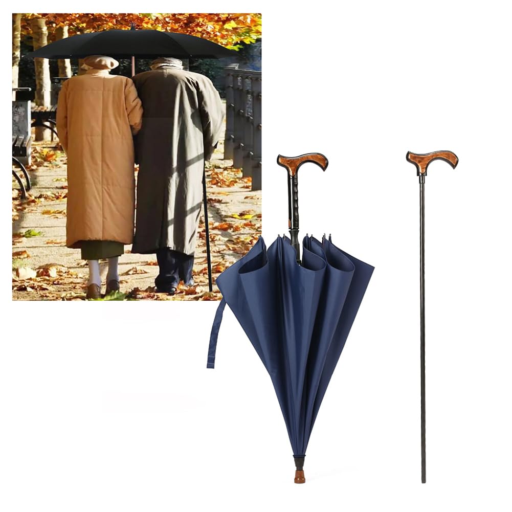 Parasol laski do chodzenia, odporny na zużycie, wiatroszczelny design, wielofunkcyjna kula z długim uchwytem dla mężczyzn i kobiet, 86 cm