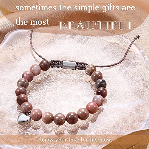 Stocking Stuffers for Teens, Christmas Gifts for Mom from Daughter Beaded Bracelets for Women Teen Girl Gifts Adjustable Charm Link Bead Birthday Graduation Gift for Her Girlfriend Sister