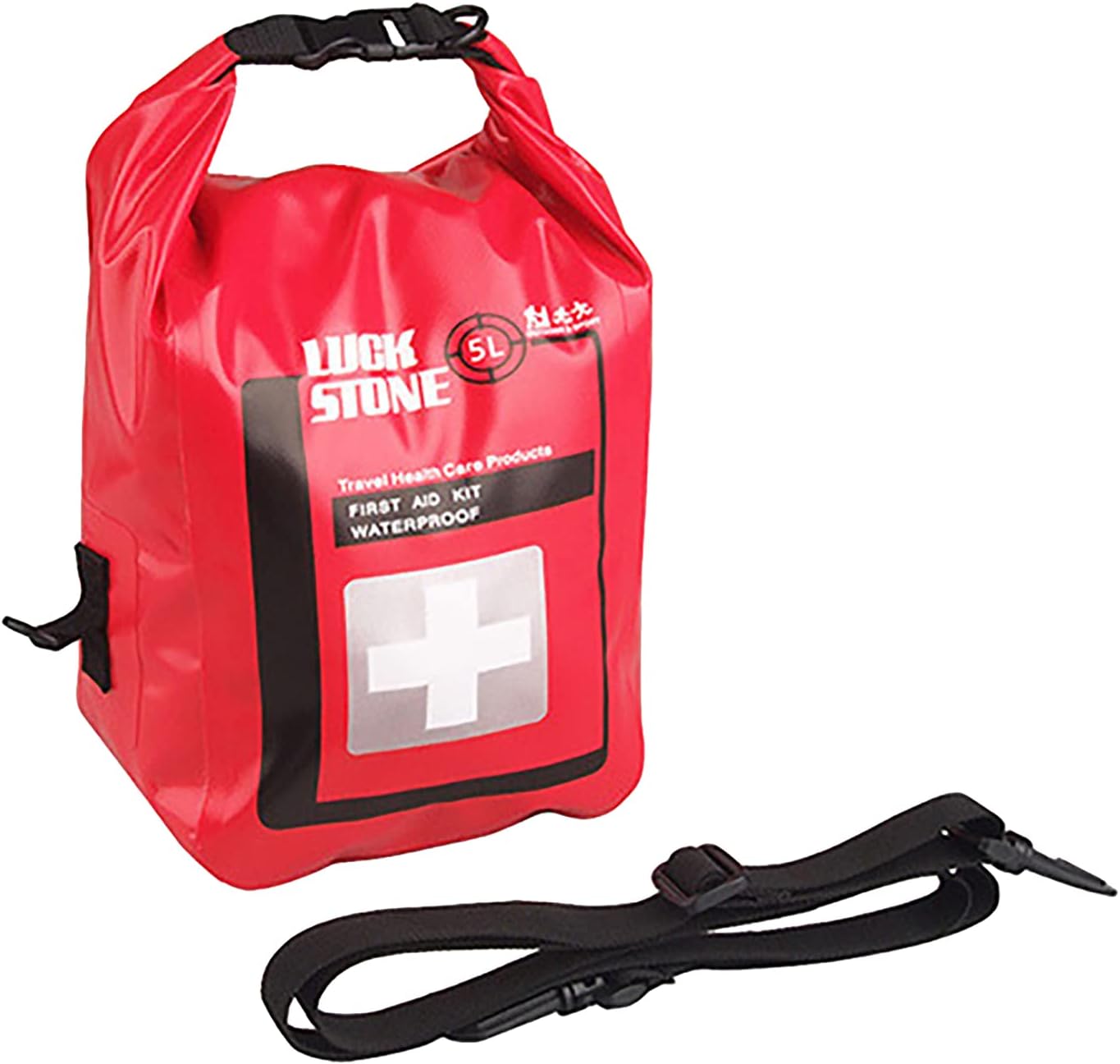 5L Waterproof First Aid Kit Bag Empty, Small Medicine Travel Storage Bag, Medicine Organizer Bag, Roll Top Dry Bag Cross Body, for Traveling, Camping, Kayaking, Boating, Beach, Red