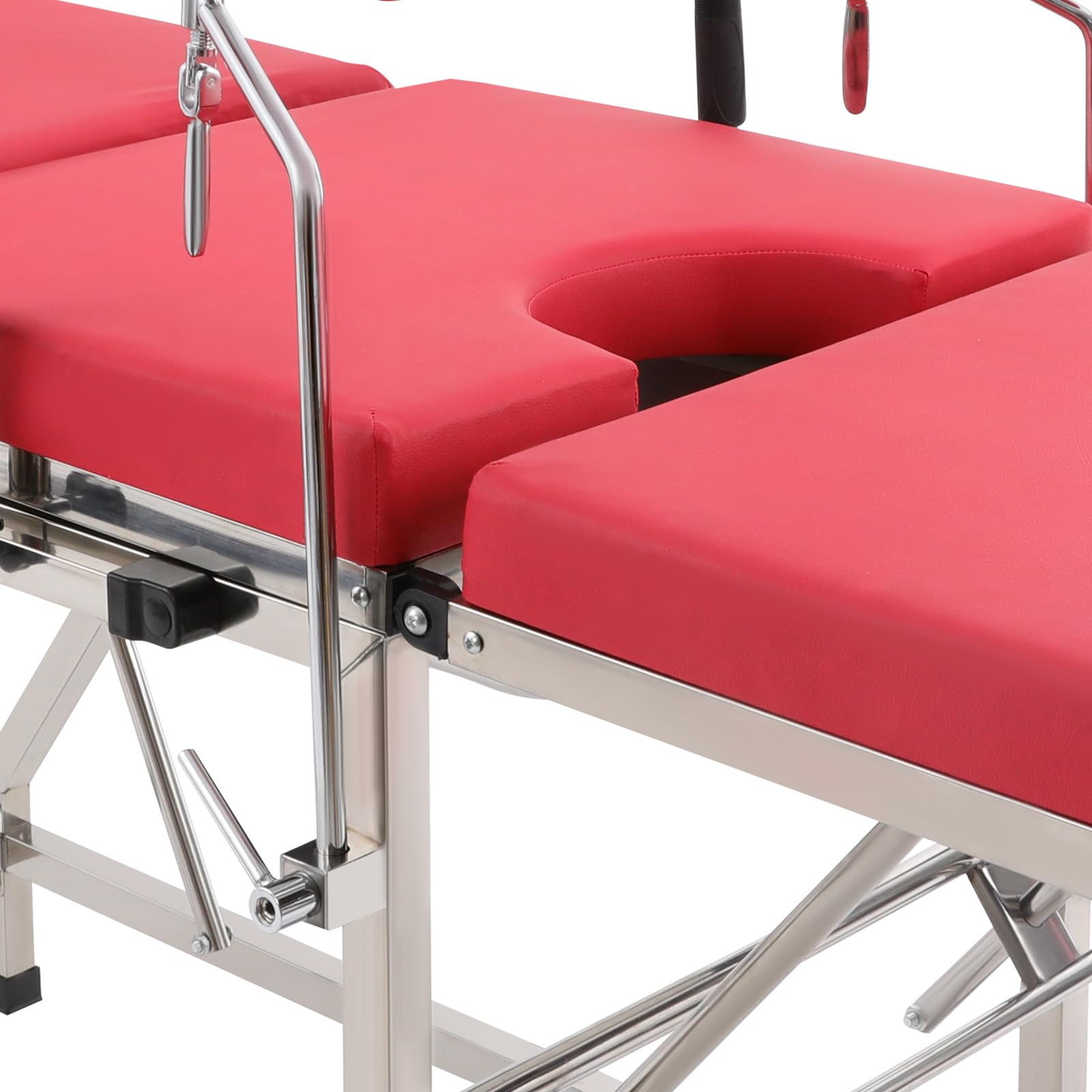 Sedia ginecologica, regolabile in acciaio inox 201, portata fino a 200 kg, per ospedali e cliniche, colore rosso