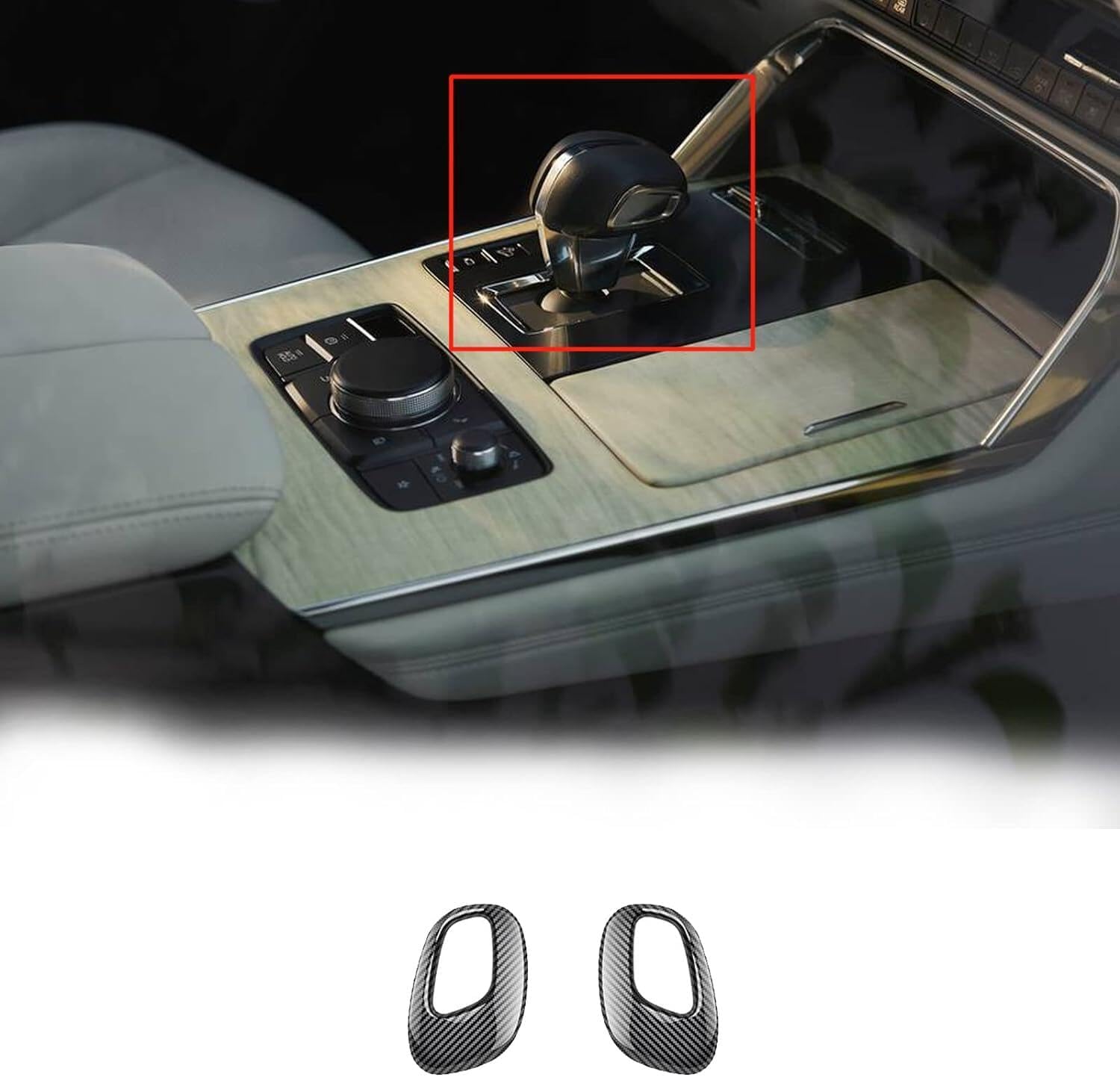 Car Gear Shift Knob Cover Automatic Transmission Lever Trim for Mazda CX-90 CX-60 2024 2025 Accessories, ABS Carbon Fiber Pattern (Carbon)