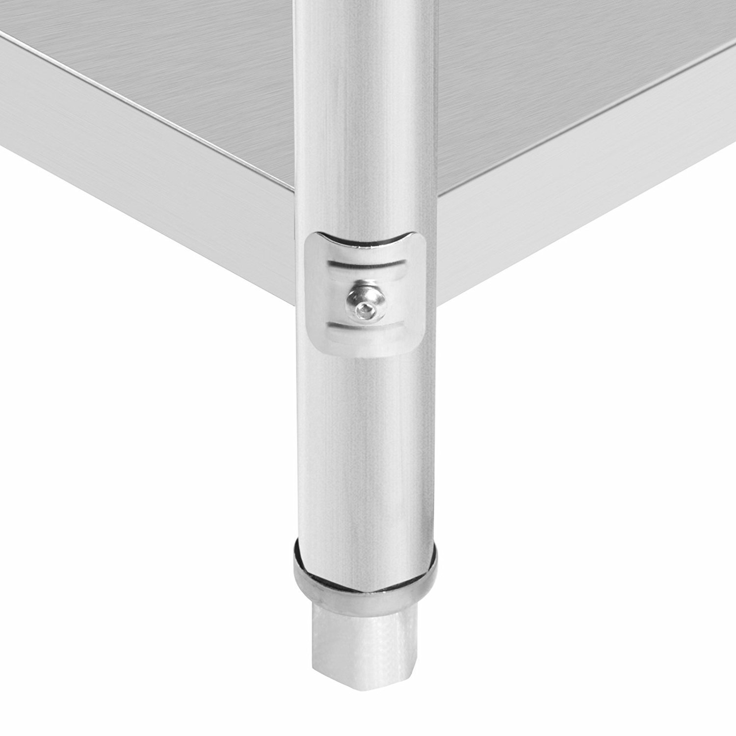 LANTUS Mesa De Trabajo Inox Adosada Cocina Plan De Trabajo Profesional Con Respaldo Plan de Trabajo Cocina en 2 Estantes - Mesa de Trabajo para Preparación de Cocina de Alimentos