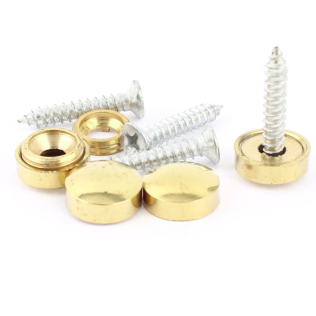 Aexit 4 Pcs Quality Parts Fitting Parts Brass Tone 12mm Diameter Screw Cap Mirror Nails Decoration Lid Model:62as421qo278