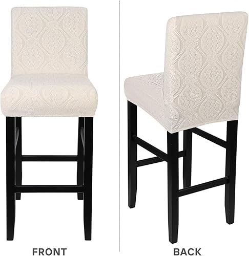 Miniatura 7 de SearchI Juego de 4 fundas repelentes al agua, elásticas, extraíbles y lavables, fundas para sillas de bar para cocina, pub, comedor, cafetería