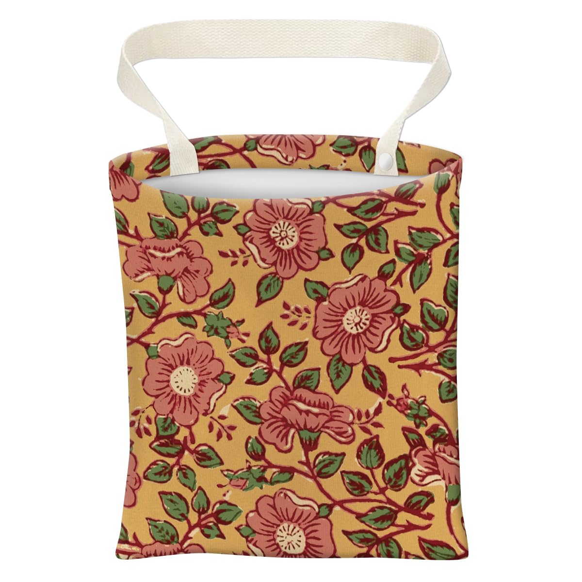 Car Trash Can, Cute Car Trash Bag, Hanging Car Organizer and Storage Bag, Trash Bin for Car Accessories, Vehicle, Travelling, Camping Vintage Orange Floral