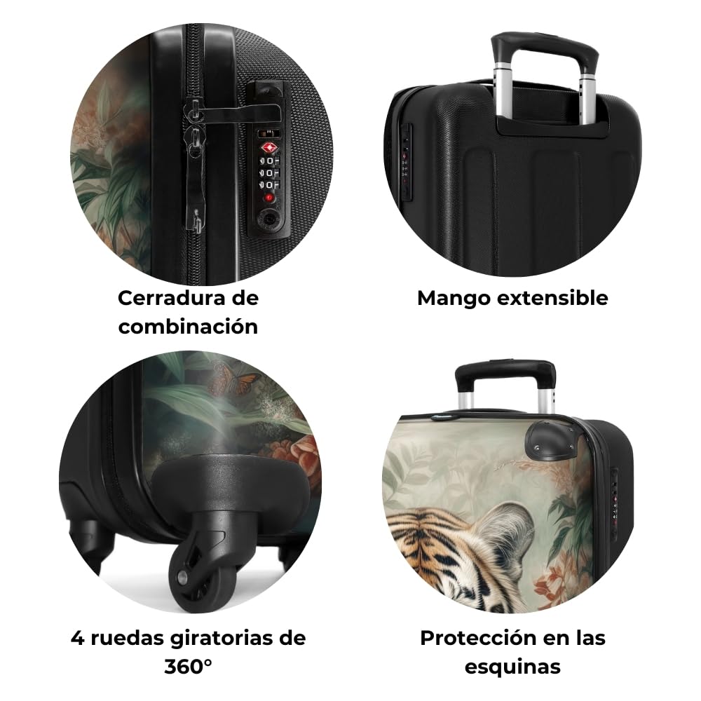 NoBoringSuitcases.com Maleta Mediana, Maleta Mediana 4 Ruedas, Maletas de Viaje Grandes 23 Kilos, Cerradura TSA, Maleta Grande, Maleta de Viaje (67 cm - 72 L), (Tigre - Verde)