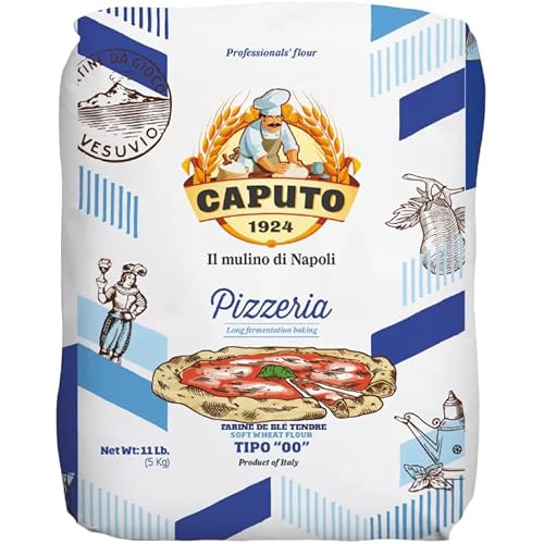 Antimo Caputo Pizzeria Flour Blue, 11 Pound (5Kg) Bag - Italian 00 Flour - Soft Wheat for Pizza Dough - Makes that Perfectly Elastic, Chewy, Crispy Bubble Neapolitan Pizza