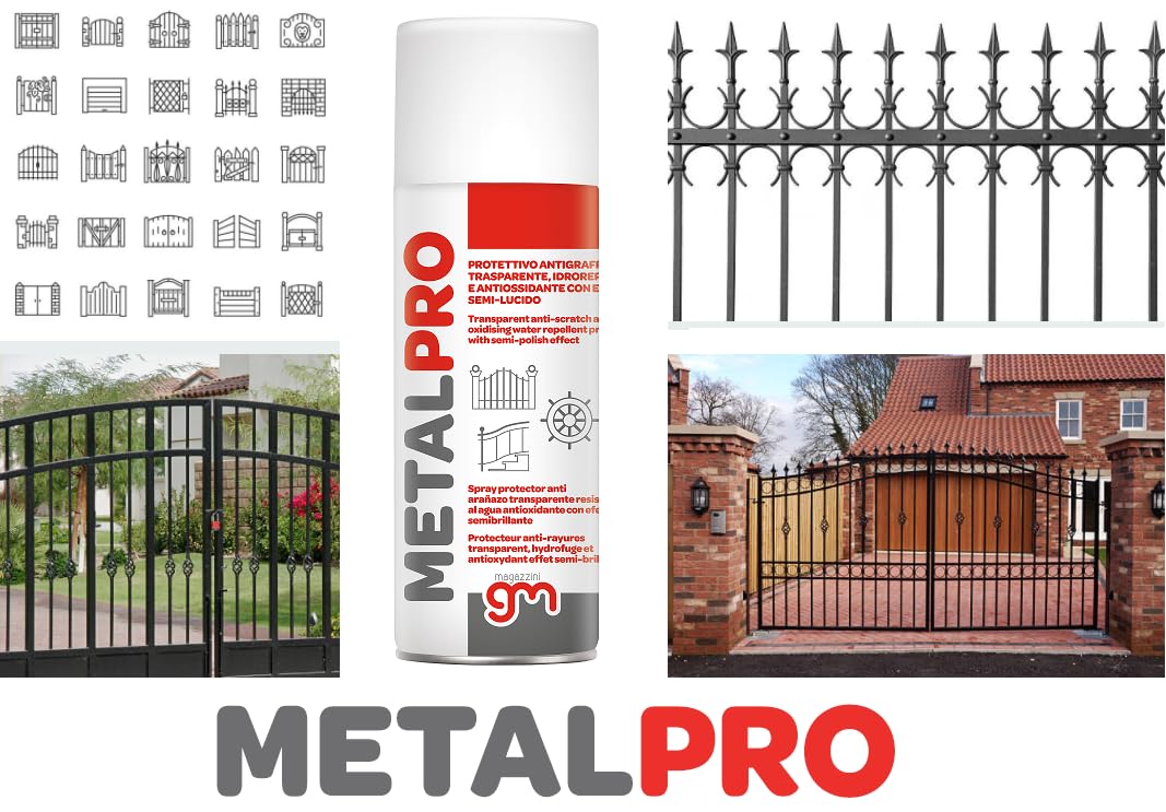 Magazzini GM METALPRO, Spray Protettivo Antigraffio e Antiossidante per Metalli, Effetto Semi Lucido, Barriera Idrorepellente, Rivestimento UV, 400ml (1)