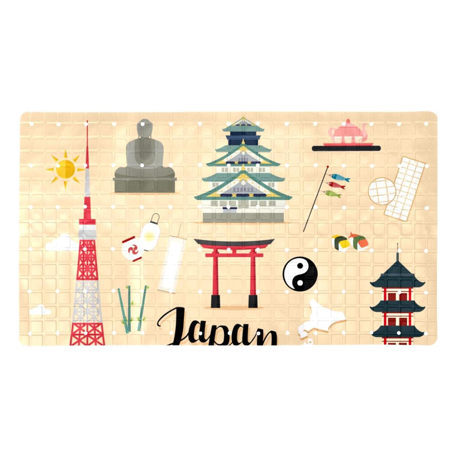 Tapis de bain antidérapant contre les chutes Tourist Japon douche