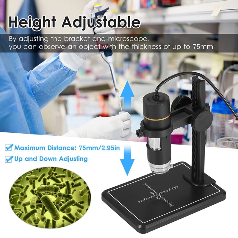 Microscopio digital 1000x USB y lupa ligera con 8 LED para inspección textil 5
