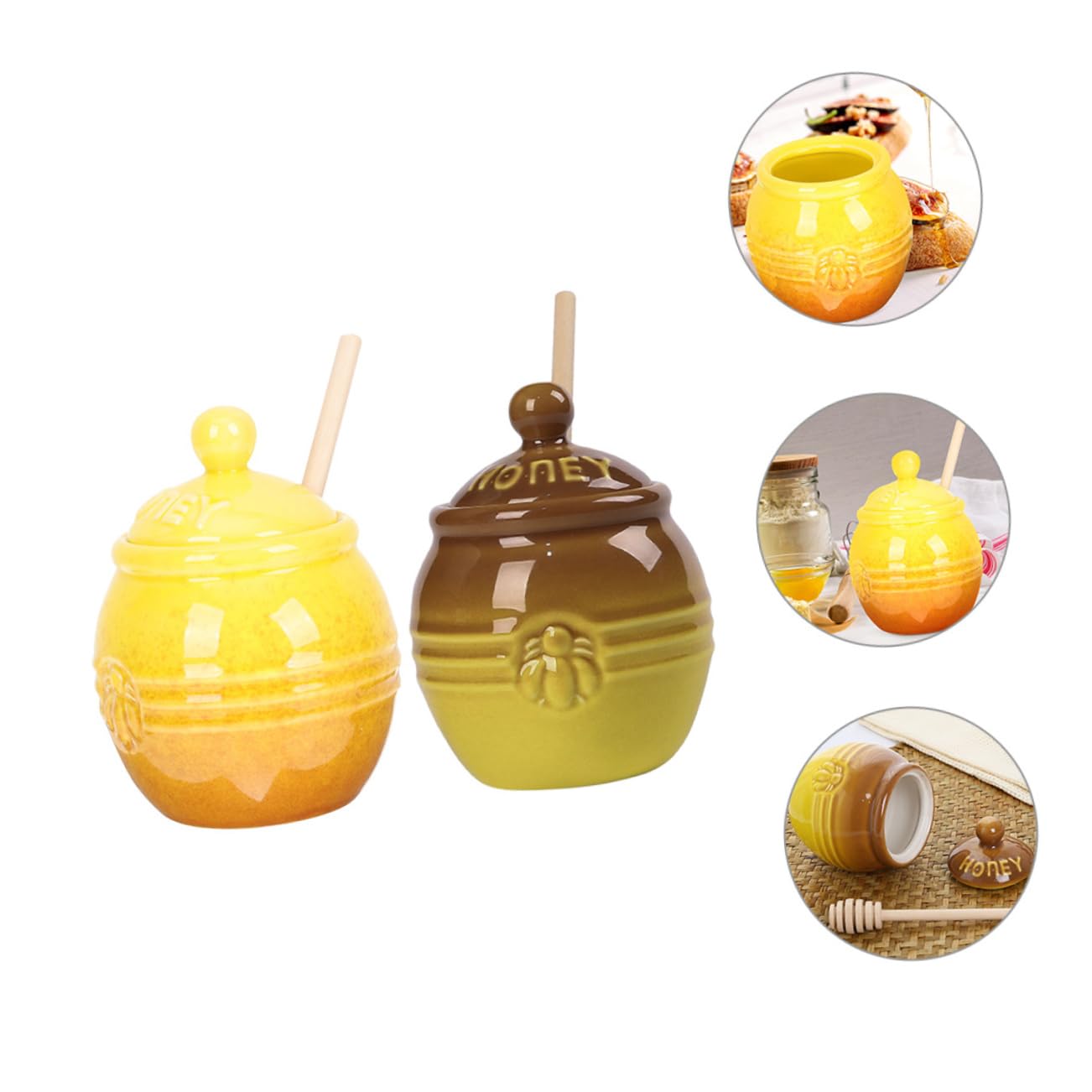 リモージュボックス　蜂蜜瓶とテディベア　フランス製ミニチュア ハニーポット Amazon.co.jp: CRAFTHROU 2本セット ヴィンテージ蜂蜜保存瓶