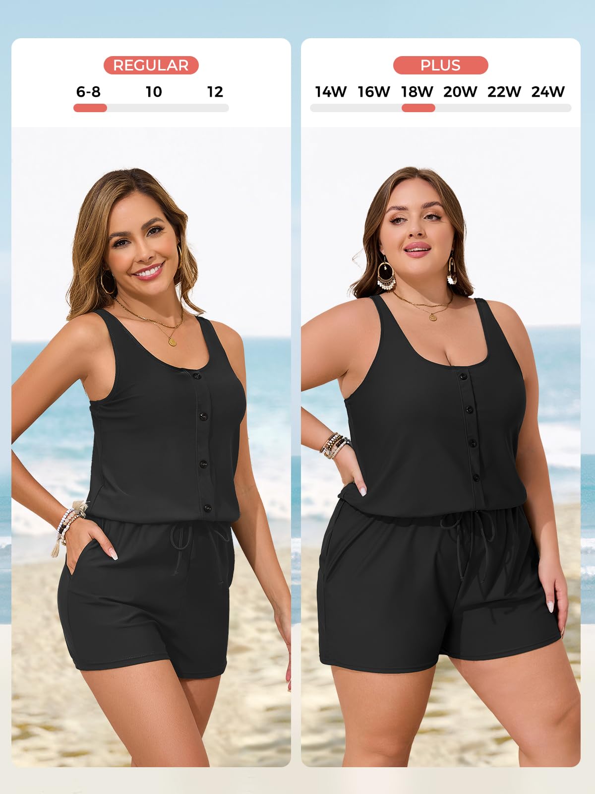 Summer Mae Plus Size Swim Mameluco Traje de baño de una Pieza Mujer Blouson Traje de baño con Bolsillos 2026 Trajes de baño Modestos