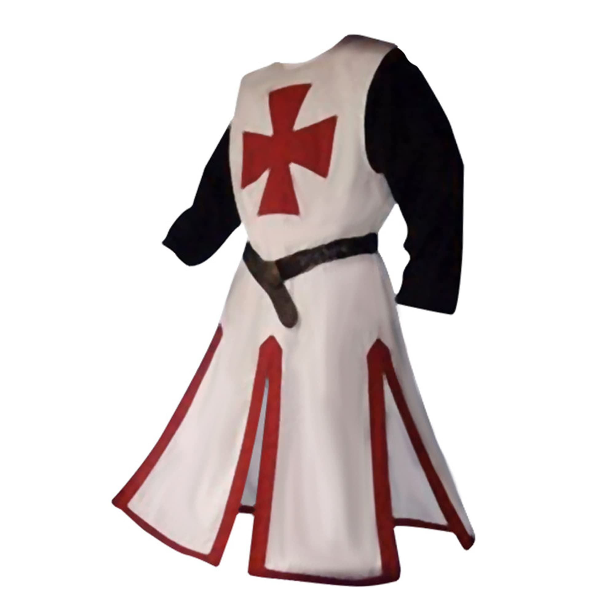 Hengvira Men's Medieval Knight Tunic Costume Crusader Knights Templar Robe with Belt Renaissance Warrior Cosplay Adult