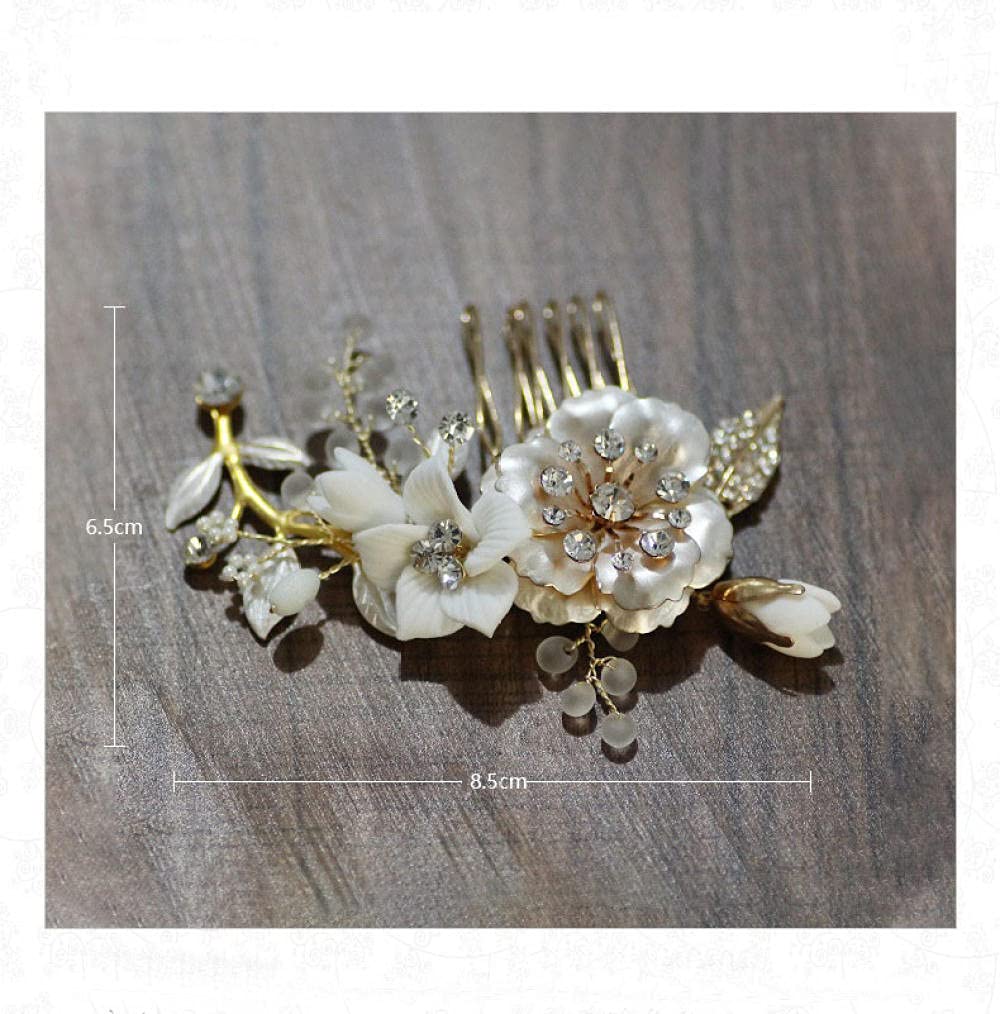 Grzebień do włosów dla nowożeńców, ceramiczny grzebień do włosów dla panny młodej 3-częściowy zestaw, sukienka z ozdobami do włosów Rhinestone, grzebienie balowe dla kobiet i dziewcząt