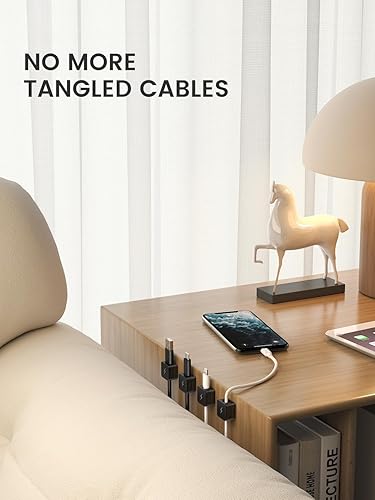 Miniatura 5 de Paquete de 8 clips magnéticos para cables, soporte para cable de teléfono para mesita de noche, gestión de cables debajo del escritorio, organizador