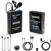 Movo Lingo - Sistema de micrófono inalámbrico UHF de 48 canales para cámara, micrófono de cámara inalámbrico compatible con cámaras Canon EOS, Nikon y Sony DSLR - para cine, vlogging, entrevistas,