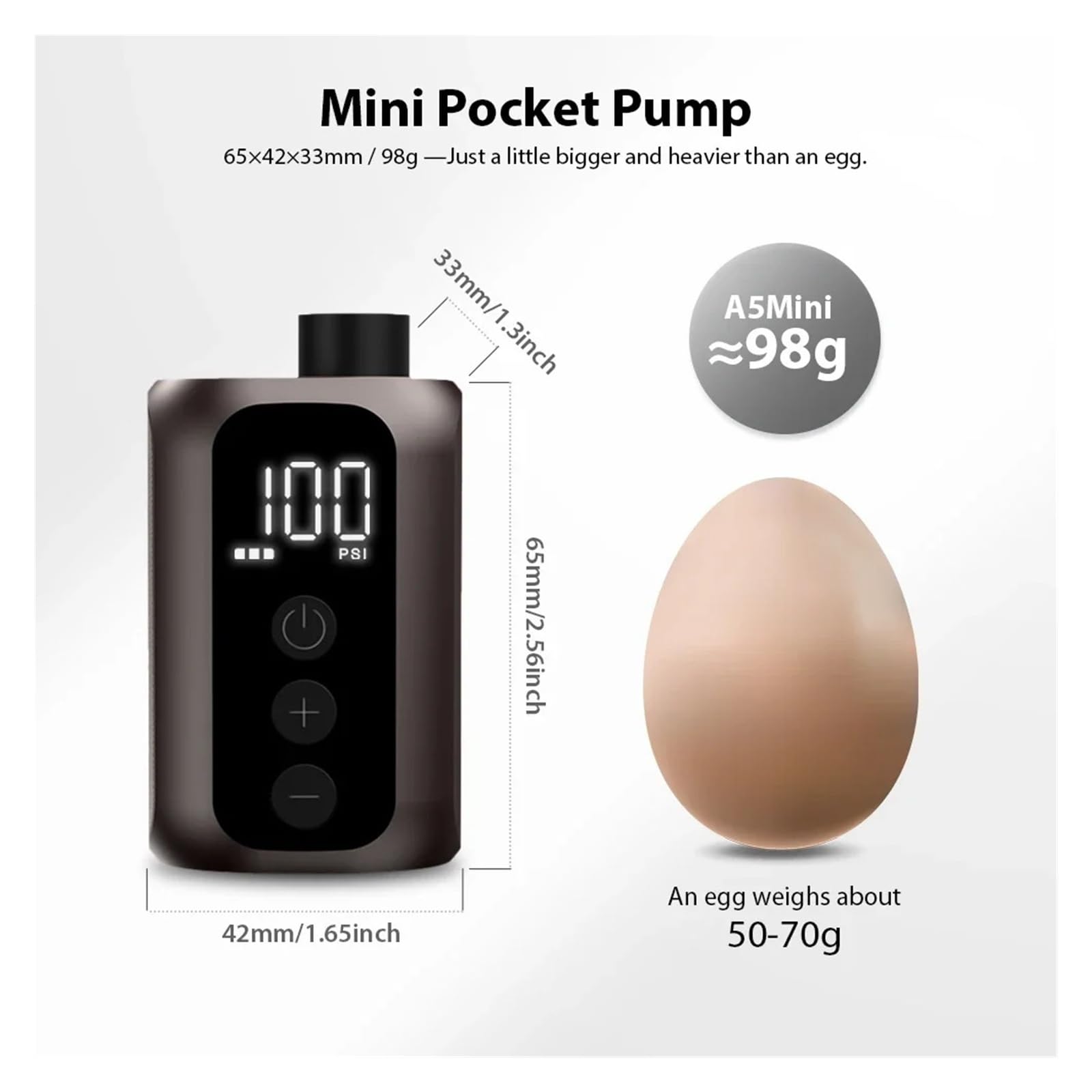 Pompa Elettrica, Pompa d'aria portatile A5 Mini, ricaricabile, senza fili, for accessori for biciclette, gonfiatore for pneumatici