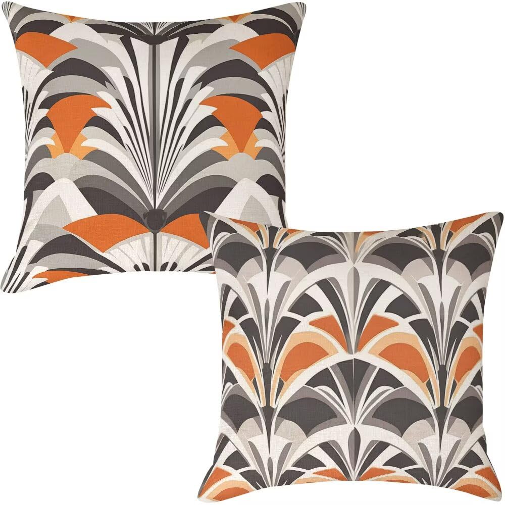 Outdoor Cushion Covers 60cm x 60cm Vintage Garden Cushions Waterproof Nordic Throw Pillow Cases Set of 2 Boho Cushion Cover Linen Sofa Cushions Decorative Throw Pillows for Garden Patio (IU240)