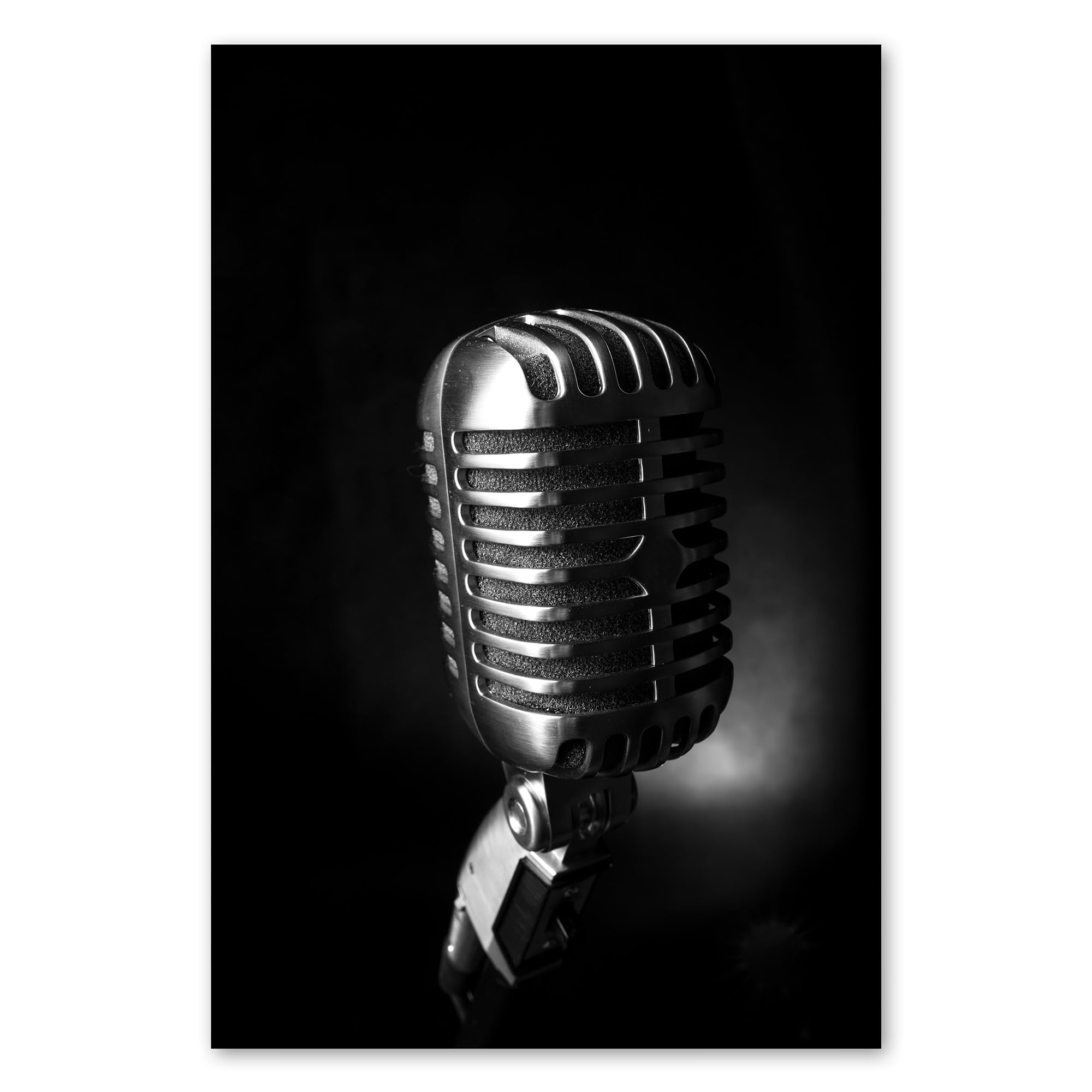Postereck - 3424 - Microfono, musica retrò palco rock n roll SW - Decorazione da Parete, Stampa Fotografica, Ideen Regalo, Stampa d'Arte - Tela - 100,0 cm x 75,0 cm