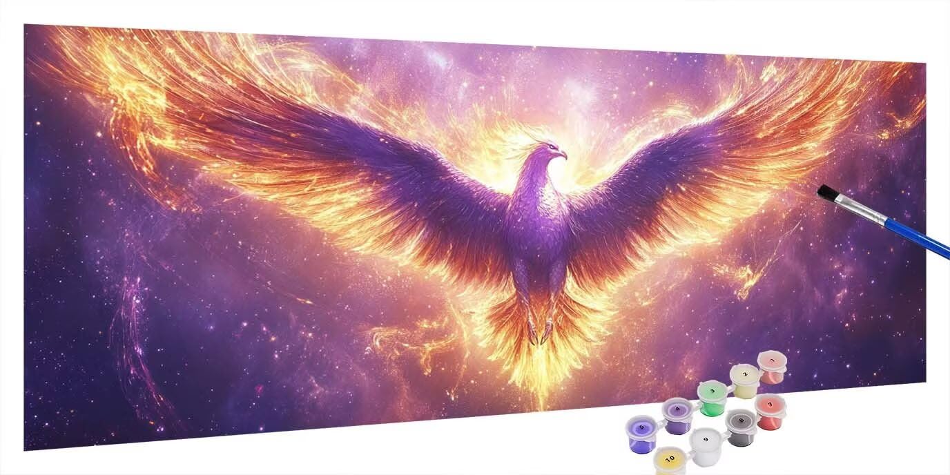 Maluj według numerów dla dorosłych Phoenix, malowanie po numerach fantazja, DIY malowanie po numerach kompletny zestaw z pędzlami i farbą akrylową, obraz olejny na prezent, dekoracja domu 70x140cm