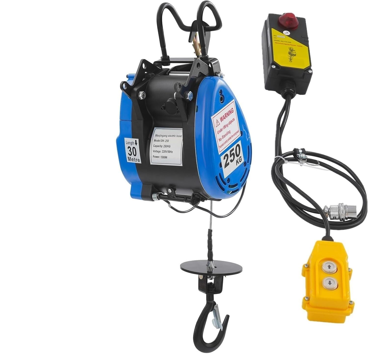 Paranco Elettrico Cavo Elettrico per verricello con Telecomando Senza Fili, Lunghezza Cavo in Acciaio 30 m, capacità di carico 250 kg Verricello Elettrico