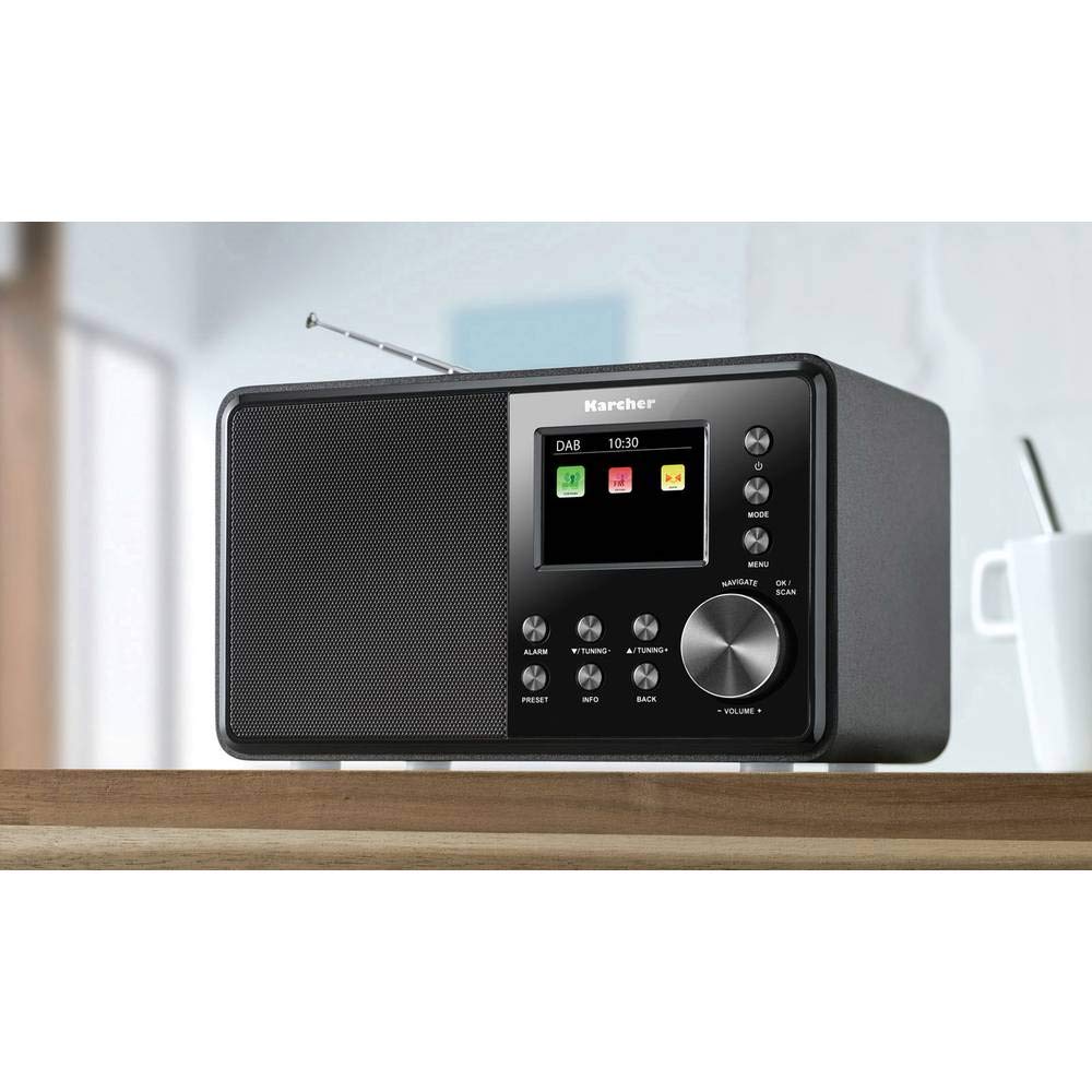 Karcher DAB 3000 - DAB+ Radio (Digitalradio, DAB plus/UKW-RDS, AUX-IN, Wecker mit Dual-Alarm, kleines Küchenradio, schwarz)
