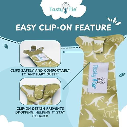 Miniatura 5 de Tasty Tie Corbata de dentición, corbata de bebé con clip 3 en 1, juguete arrugado y mordedor de silicona para bebés de 3-6-9-12-18 meses, regalo