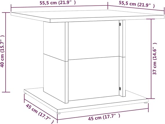 ZEYUAN Coffee Table Smoked Oak 55.5x55.5x40 cm Engineered Wood,End Table,Tea Table,Couch Table