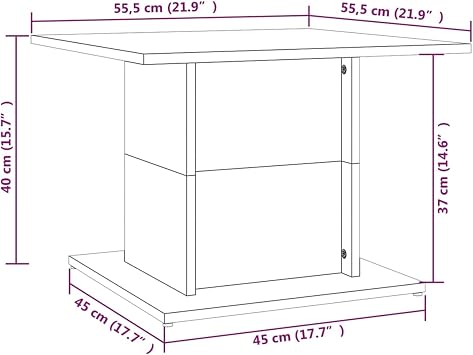ZEYUAN Coffee Table Smoked Oak 55.5x55.5x40 cm Engineered Wood,End Table,Tea Table,Couch Table