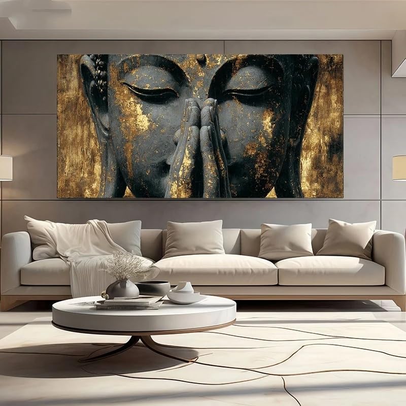 Lienzos de Buda Dorado: Decoración Zen Budista para Pared (30x60cm) 2