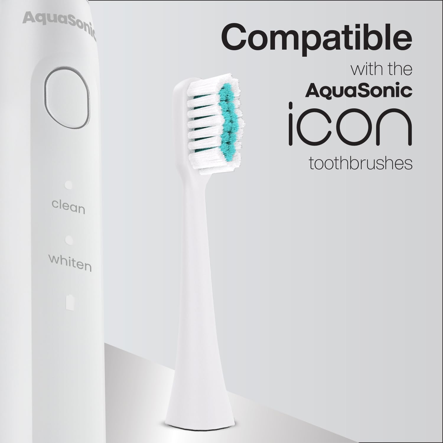 AquaSonic Genuine Icon Replacement Brush Heads | ADA Accepted | Compatible with AquaSonic Icon Toothbrush | 6 Brush Heads | for Normal & Sensitive Teeth (White) image 5