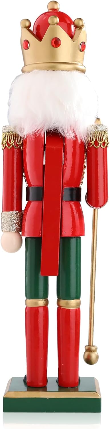 Nutcracker Christmas Decor, 15 Inch Wooden Soldier Figurines, Festive Christmas Nutcrackers Gifts Winter Indoor Table Desktop Fireplace Decorations