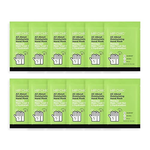 HIP CHIC TODO SOBRE LA MÁSCARA DE MANOS HIDRATANTE 12 EA - Tratamiento de spa de hidratación intensiva para pantalla táctil para guantes de máscara