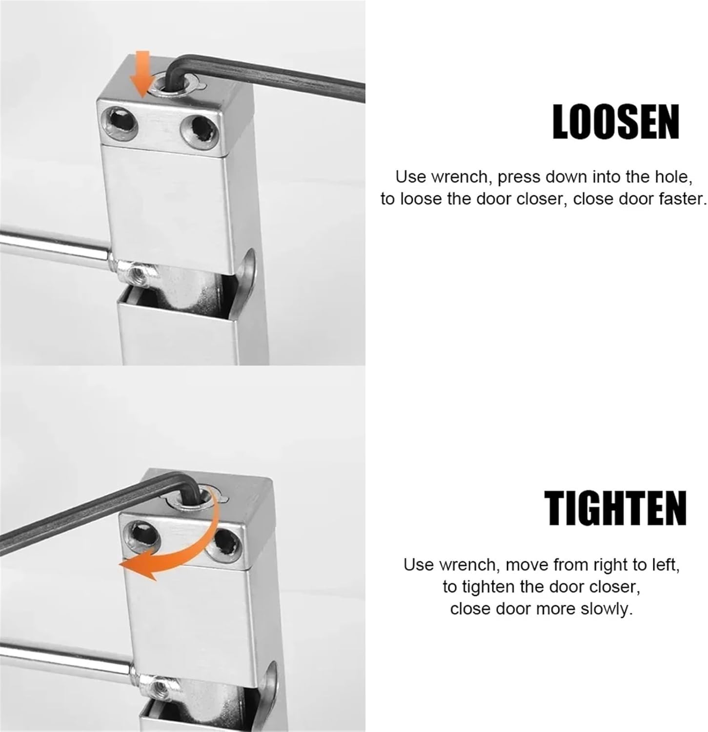 Automatic Door Closer, Furniture Door Hardware Automatic Spring Door Closer Adjustable Door Closing Device Safety(Silver)