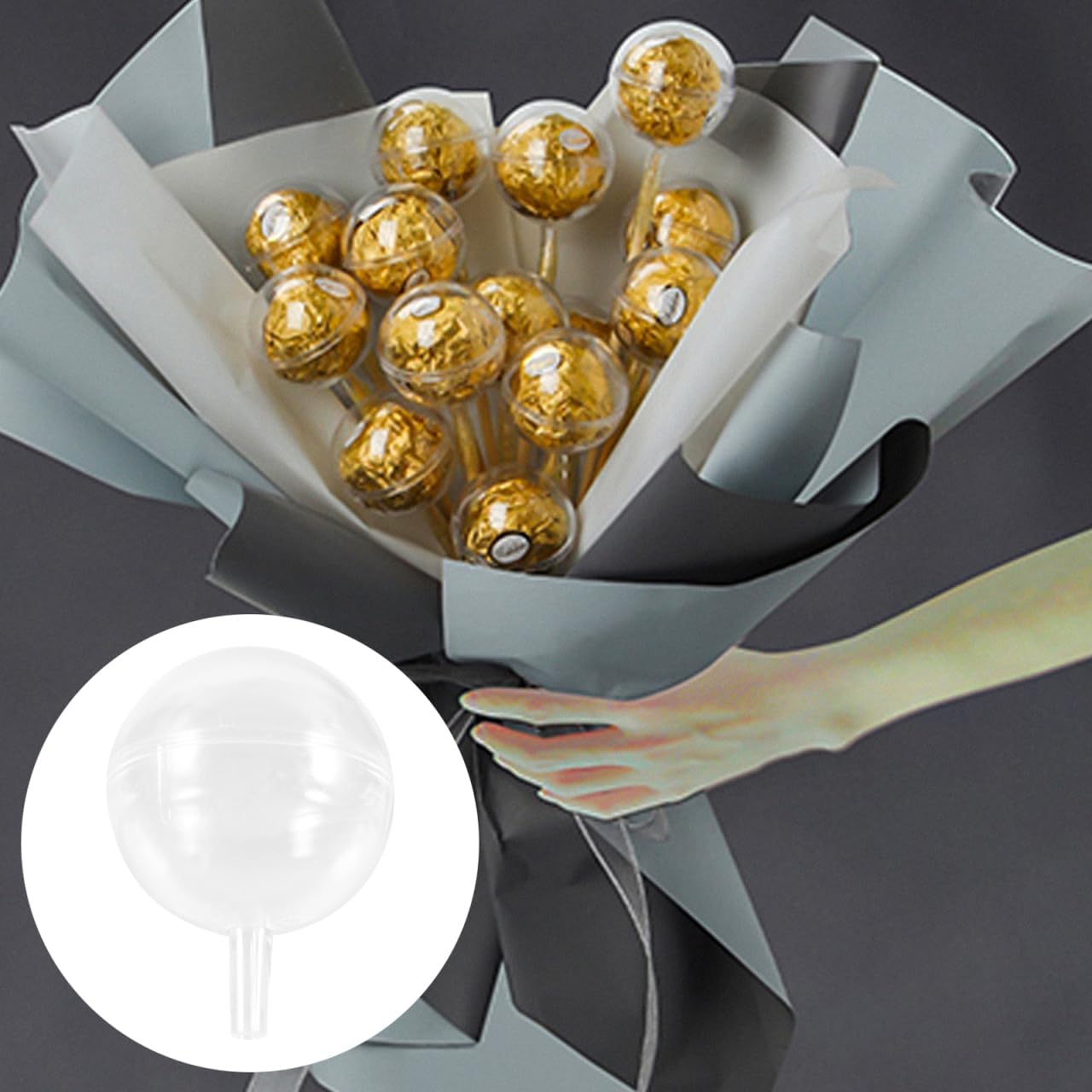 ibasenice 95PCS Clear Chocolate Cup Holder, Transparent Truffle Wrappers for DIY Candy Bouquets, Plastic Floral Base for Valentine's Day, Wedding and Party Decoration, Fits Standard Round Chocolates
