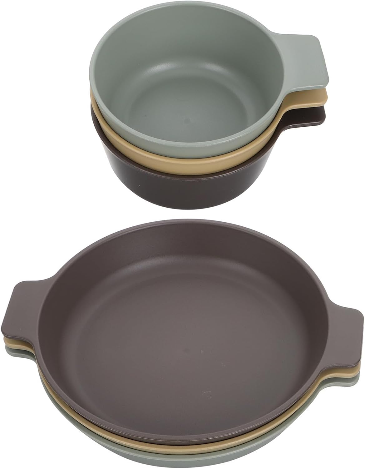 Lightweight Plastic Dinnerware Set Unbreakable Reusable Plates and Bowls for Camping Outdoor Dining Easy to Clean Microwave and Dishwasher Safe