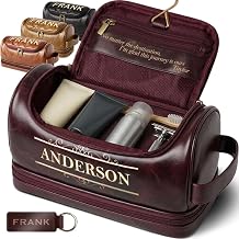 Personalized Toiletry Bag for Men - Custom Engraved Leather Dopp Kit for Travel - Monogrammed Mens Toiletry Bag - Gift for Him, Dad, Husband, Boyfriend, Groomsmen - Birthday & Anniversary