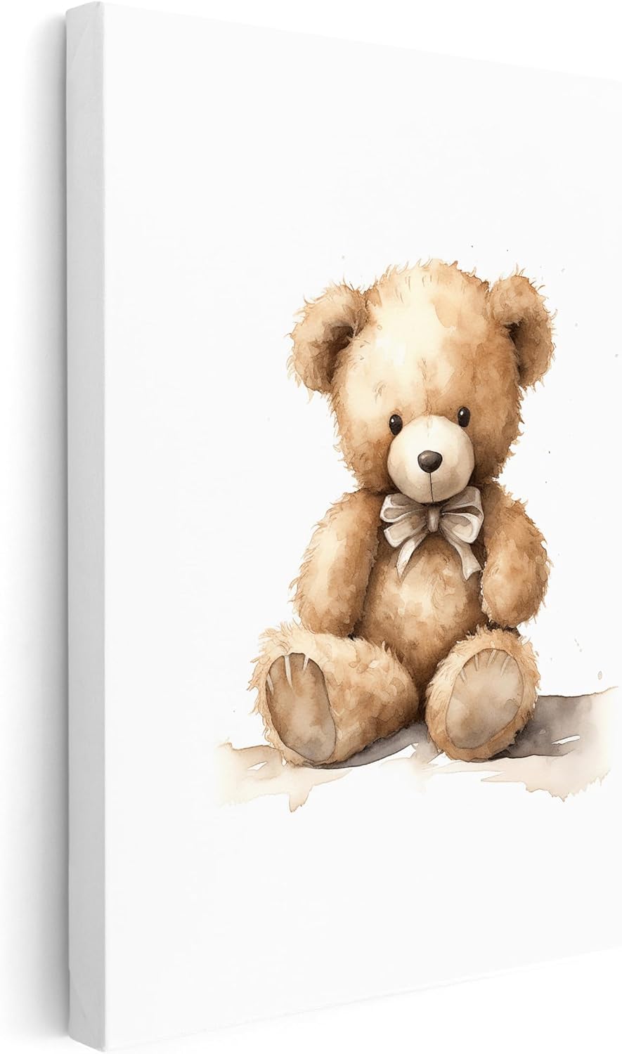 Poster Master Teddy Bear Canvas - Cute Bear Print - Plushie Art - Minimal Decor for Room or Bedroom - 8x10 STRETCHED Canvas
