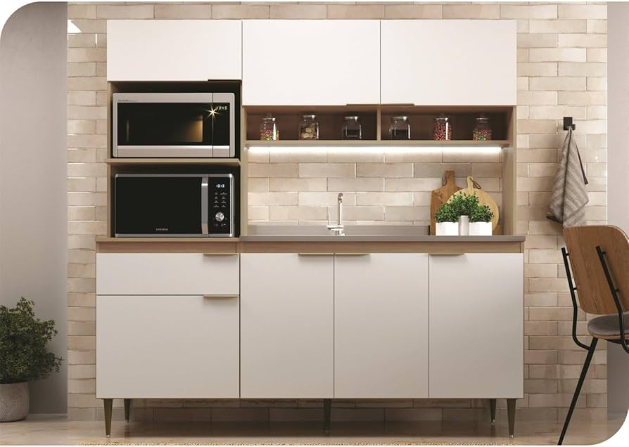 55台セット Kit Cozinha 2.40M 8 Portas 2 Gavetas Hortelã Freijo/Chumbo 15/12MM